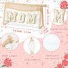 Belanttega Mother's Day Cosmetic Bag - Summer Boho Patch MOM Chenille Varsity Letter Toiletry Kit Beige Clear Waterproof Travel Makeup Bag PVC Zipper Clutch Daily Use Purse Gift for Mom Women Ladies view 2