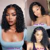 13x6 Curly Bob Wig Human Hair Deep Curly Wave Lace Front Wig for Black Women Brazilian Curly Bob Lace Frontal Wig Pre Plucked with Baby Hair Natural Hairline 180% Density view 4