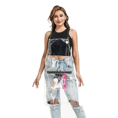 MIKI WELL Barber Hair Stylist Apron For Beauty Salon Waterproof with Adjustable Chains Work Clothes 22.8W x 28.7L (Transparent)