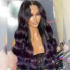 100% Brazillian Virgin Human Hair Wigs Dark Purple Color Body Wave Style 4x4 Full Lace Front HD Transparent Lace Wigs for Black Women 180% Density Pre Plucked Hairline (20inch, 4x4 Closure Wig) view 4
