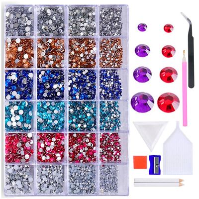 Sunfairy 18000PCS Mixed Size 2-5MM Jelly AB Resin Rhinestones With Tools for Tumblers, Clothing Decor, Nail Art Gem Crafts - Colorful Flatback Strass Glitter Crystal