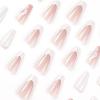 FRUJCDKI White Flower Pressed Nails Rectangular Fake Nails French Square Head Nail Art Decorative Coffin Nails Delicate Diamond Rhinestones 3D Flower Design Acrylic Pressed Nails Women Girls 24Pcs view 3