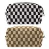 PAZIMIIK Checkered Makeup Bag for Purse Portable Zipper Make Up Pouch Small Cosmetic Case for Travel Accessories (2PCS Black Coffee) view 1