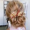 Campsis Rhinestones Bride Wedding Hair Comb Gold Flower Bridal Hair Piece Leaf Crystal Hair Accessories for Women view 3