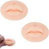AIYUENCICI 2 Pcs 3D Tattoo Practice Lips, Soft Silicone Realistic Tattooing Fake Skin for Semi Permanent Make Up Microblading Lip Training Kit (Beige) view 1