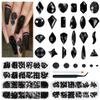qiipii 3 Boxes Jet Black Nail Rhinestones 240 Multi-Shapes Stones for Nails Big Gems K9 Glass Flatback Round Beads Diamonds Jewels Nail Art Charms for Face Eyes Makeup Crafts Tumblers Bottles Clothes view 1