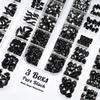 qiipii 3 Boxes Jet Black Nail Rhinestones 240 Multi-Shapes Stones for Nails Big Gems K9 Glass Flatback Round Beads Diamonds Jewels Nail Art Charms for Face Eyes Makeup Crafts Tumblers Bottles Clothes view 2