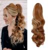 Leterly Ponytail Extension Clip in Claw 18" Curly Wavy Pony Tails Clip-on Long Hairpiece Jaw for Women Light Auburn Mix Ash Blonde view 1