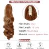 Leterly Ponytail Extension Clip in Claw 18" Curly Wavy Pony Tails Clip-on Long Hairpiece Jaw for Women Light Auburn Mix Ash Blonde view 2