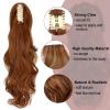 Leterly Ponytail Extension Clip in Claw 18" Curly Wavy Pony Tails Clip-on Long Hairpiece Jaw for Women Light Auburn Mix Ash Blonde view 3