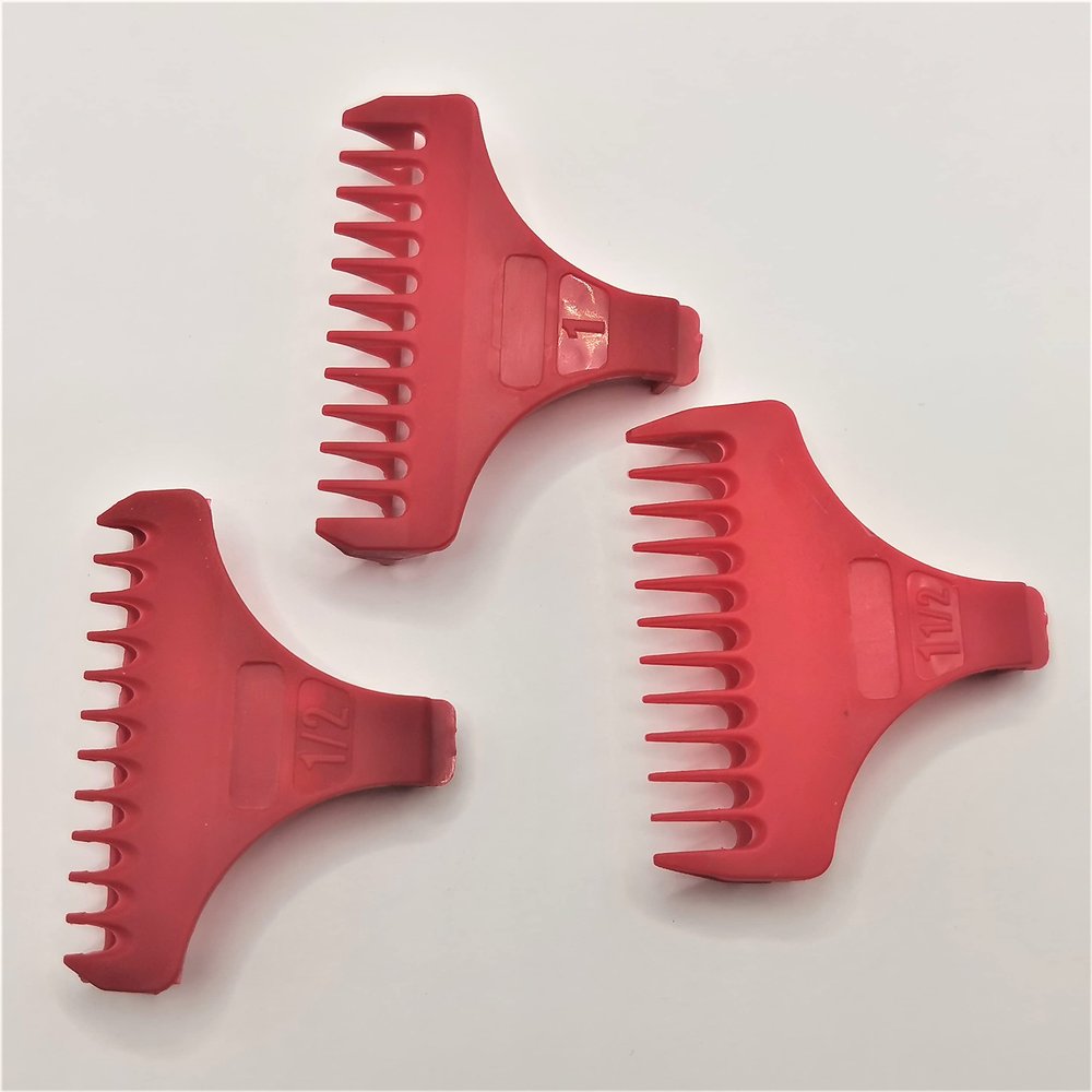 3X Attachment Combs/Guides For 40mm Wide T-blade Trimmer Detailer 1/2 1 1^1/2 Hair Clipper Comb Red