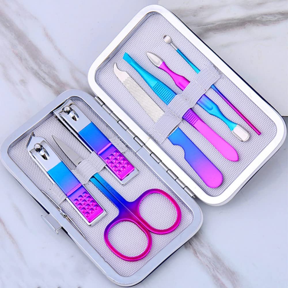 7/10/12/18/19Pcs/Set Manicure Set Pedicure Nail Tools Kit Stainless Steel Nail Cutter Scissor Clippers Professional Manicure Set,XC,7Pcs