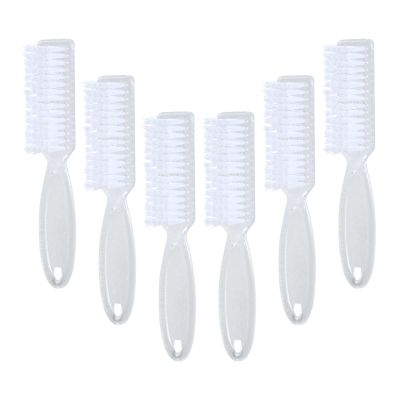 Nail Brush Fingernail Cleaner, ZUFUGHJK 6 Pack fingernail cleaning brush Fingernail Scrub Nail Brushes with Handle Grip Hand Pedicure Scrubbing kit for Nails and Toes,Clear