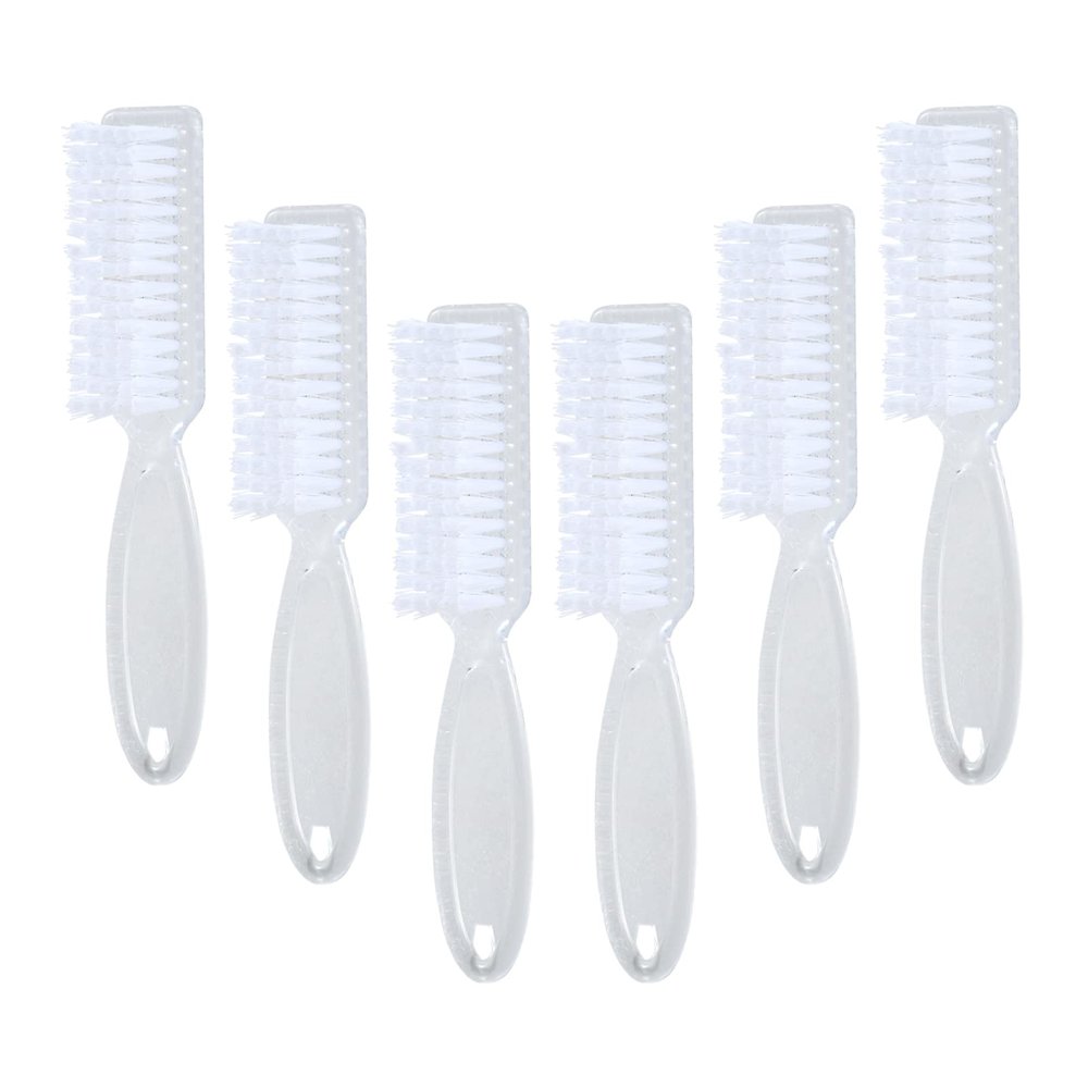 Nail Brush Fingernail Cleaner, ZUFUGHJK 6 Pack fingernail cleaning brush Fingernail Scrub Nail Brushes with Handle Grip Hand Pedicure Scrubbing kit for Nails and Toes,Clear