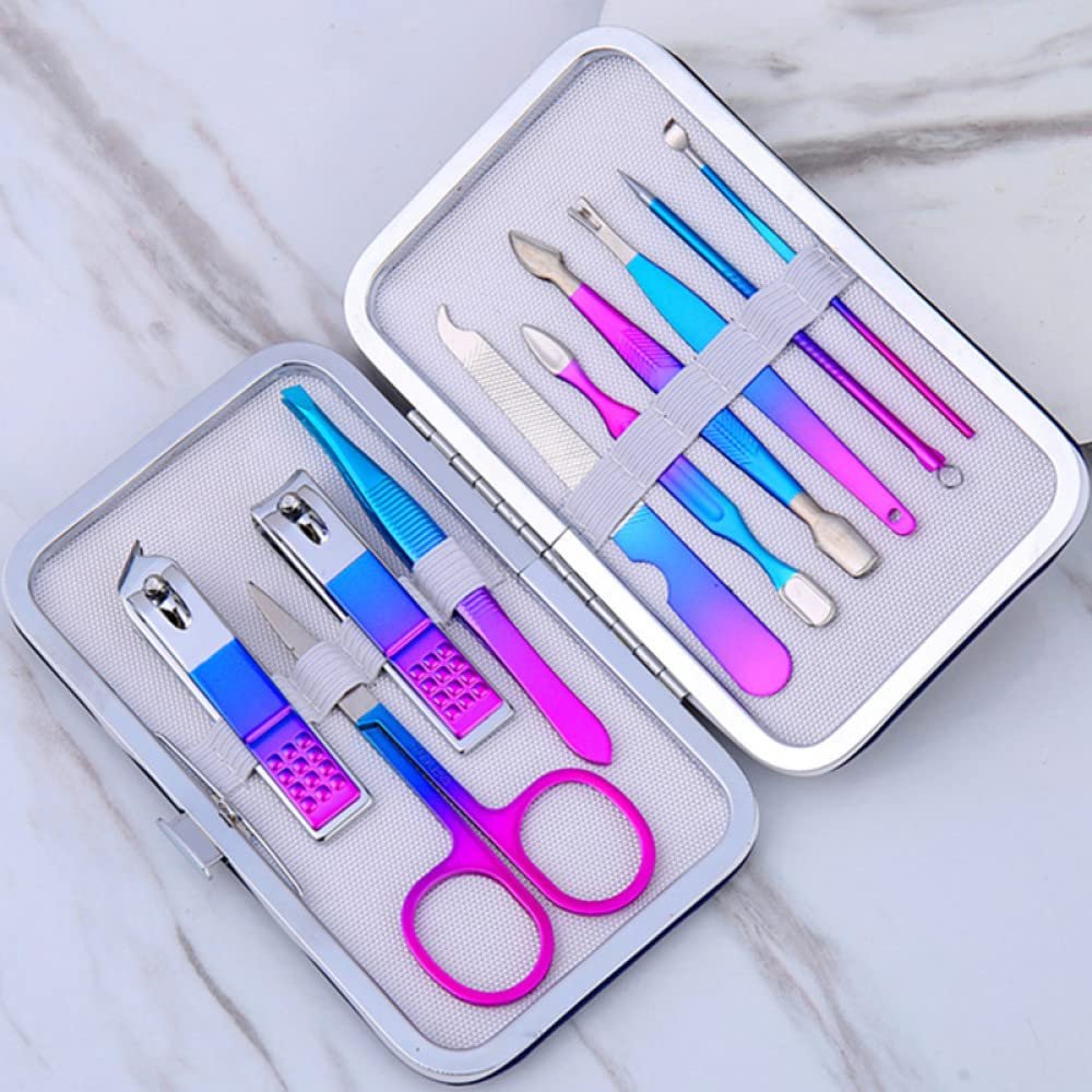 7/10/12/18/19Pcs/Set Manicure Set Pedicure Nail Tools Kit Stainless Steel Nail Cutter Scissor Clippers Professional Manicure Set,XC,10Pcs