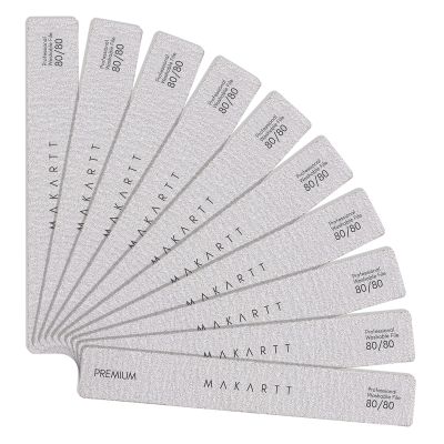Makartt Nail File: 80/80 Grit Emery Boards for Nails, 10pcs Professional Washable Doubled Sides Coarse Toenail Filer Heavy Duty for Acrylic and Extension Gel Removal, Pedicure Manicure Tools