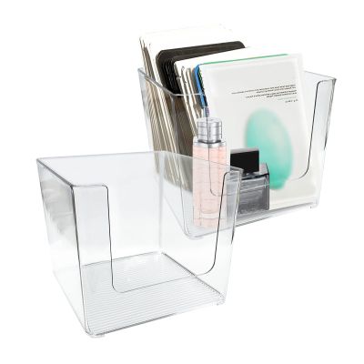 2 Pcs Acrylic Makeup Mask Paper Storage Box, 6.2x6.2x5.7 In Cover Desktop Cosmetics Debris Cotton Pad, Swabs, Sanitary Napkin Organizer, Transparent Dustproof Finishing Container