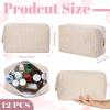 Amylove 12 Pcs Christmas Corduroy Makeup Bag Large Capacity Preppy Cosmetic Bag Bulk DIY Daily Use Plain Portable Makeup Pouch Travel Purse Organizer Storage for Women Xmas Gift (Beige Pink) view 3