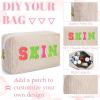 Amylove 12 Pcs Christmas Corduroy Makeup Bag Large Capacity Preppy Cosmetic Bag Bulk DIY Daily Use Plain Portable Makeup Pouch Travel Purse Organizer Storage for Women Xmas Gift (Beige Pink) view 4
