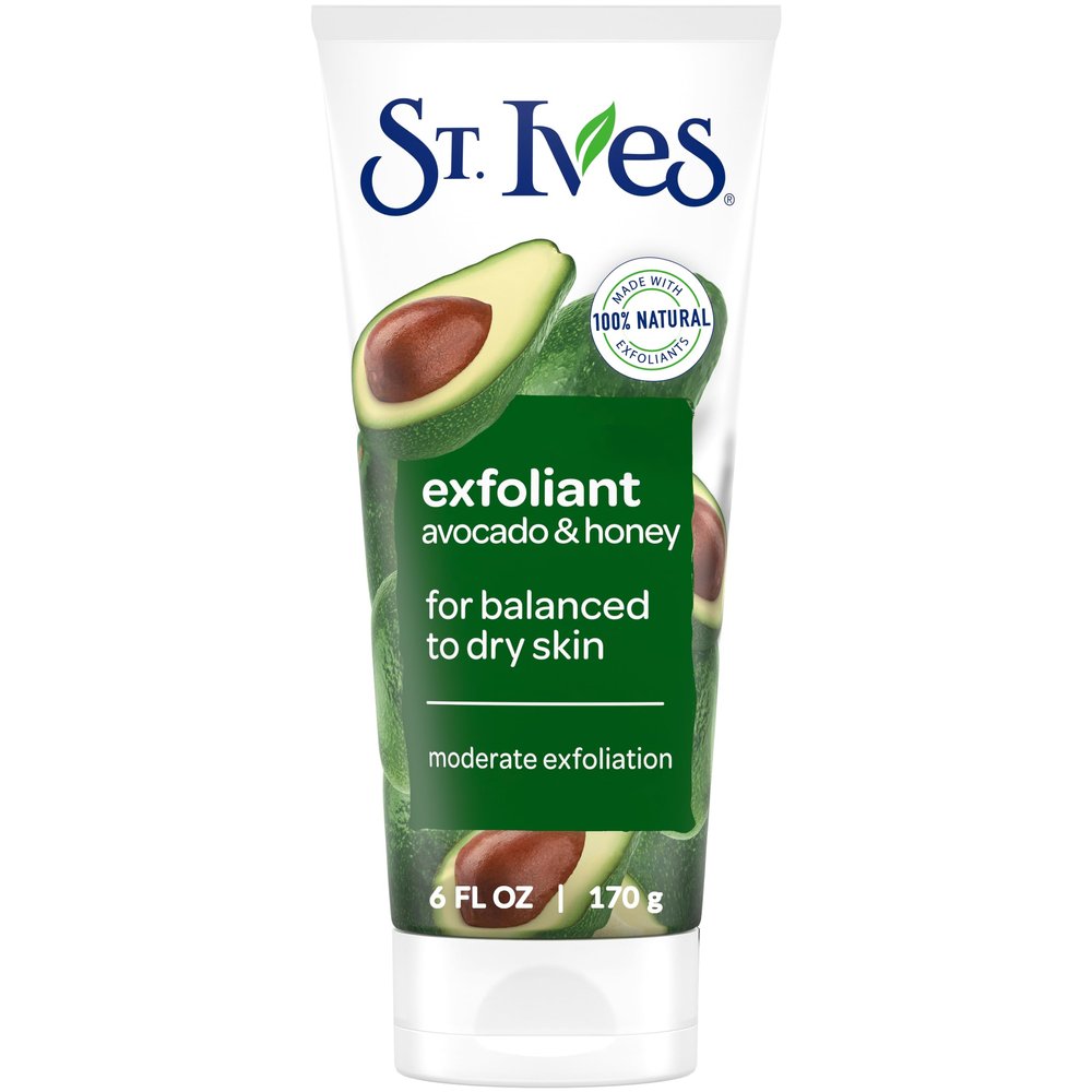 St. Ives Avocado & Honey Face Scrub, Facial Exfoliant for Balanced to Dry Skin, Moderate Exfoliation, 6 oz