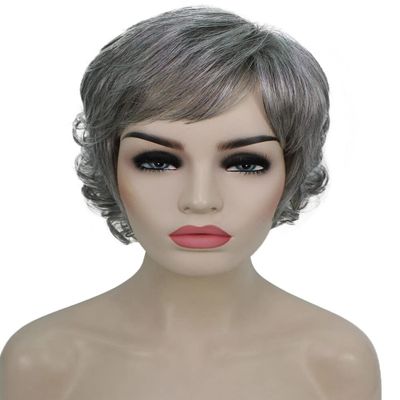 Still ME Grace Full Wig 24-30 in CurlySynthetic Fiber, Side Part Full Wig (Salt & Pepper Grey with Silver Grey HL Front)