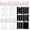 Makartt 12 PCS French Nail Art Stamper Kit,2 PCS Jelly Nail Stamper 4 PCS Silicone Replaceable Stamper Head and 6 Sheets French Manicure Edge Auxiliary Nail Guide Stickers For Gel Polish Design view 1