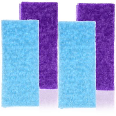 FOMIYES Nylon Bath Towels Exfoliating Surface 4 Pcs Scrubbers for Dead Skin Removal Japanese Washcloths