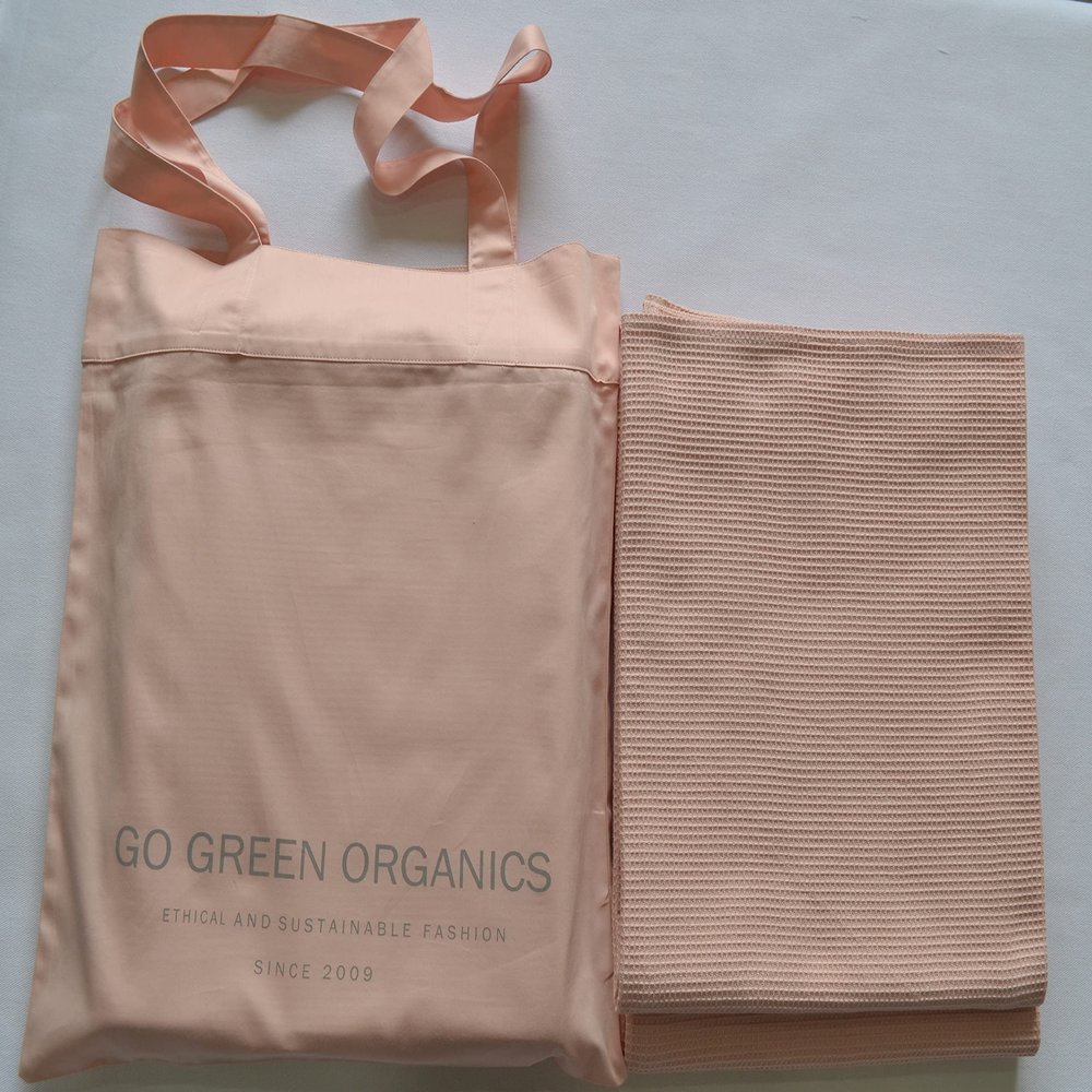 GO GREEN ORGANICS, Waffle Bath Towel Pack of 2, 30.5x58 INCHES, Natural Organic Cotton, GOTS Certified (Pearl Blush) Super ABSORBANT & Quick Dry, NO SOFTENERS, Environment Friendly