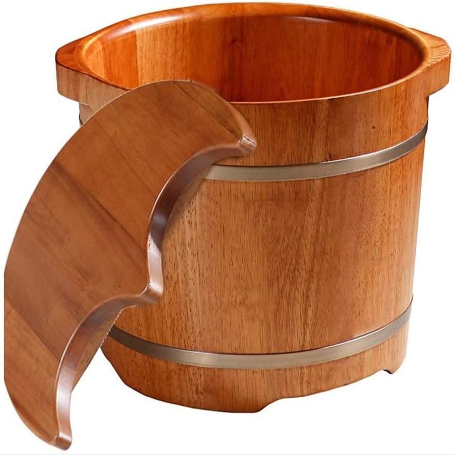 LOKOO Relax Pedicure Foot Bath,Foot and Leg Spa for Adults,Sauna Wooden Bucket,Foot Massage Spa for Home Foot Spa Household Wash Ba