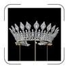 Luxury Wedding Tiaras Large 5A Cubic Zirconia Round Pageant Crown for Women Huge Princess Queen Crown Crystal Headband Big Bridal Hair Accessories (Silver) view 1