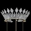 Luxury Wedding Tiaras Large 5A Cubic Zirconia Round Pageant Crown for Women Huge Princess Queen Crown Crystal Headband Big Bridal Hair Accessories (Silver) view 3