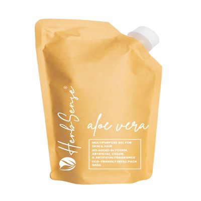 Herbsense Pure Aloe Vera Gel Refill Pack, Hydrating & Refreshing Gel For Skin & Hair , 500gm Pack of 1