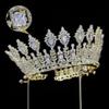Luxury Wedding Tiaras Large 5A Cubic Zirconia Round Pageant Crown for Women Huge Princess Queen Crown Crystal Headband Big Bridal Hair Accessories (Gold) view 3