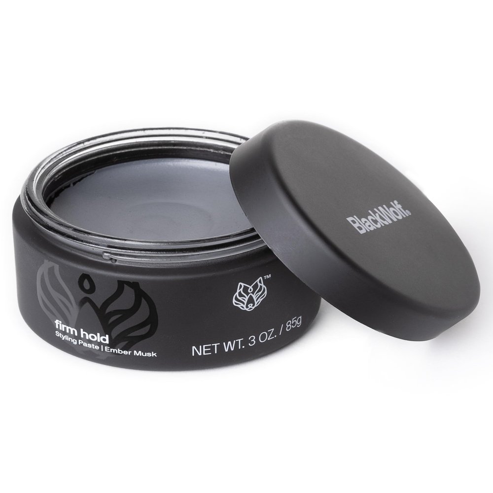Black Wolf Hair Styling Paste for Men, Firm Hold Matte Finish, Water Based Hair Styling Product for All Hair Styles & Types - Barber Grade Non-Greasy & Long-Lasting Wax - Add Texture & Volume 3 oz
