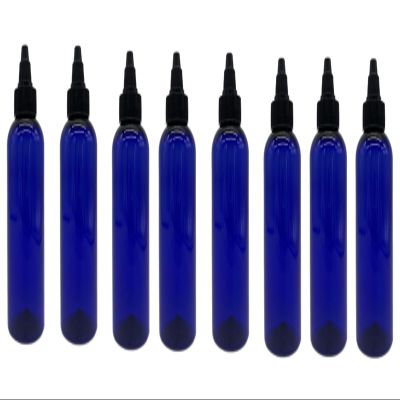 Natural Farms 4 oz Blue Cosmo BPA FREE Bottles - 8 Pack Empty Refillable Containers - Essential Oils Cleaning Products - Aromatherapy | Black Twist Open/Close Cap - Made in the USA
