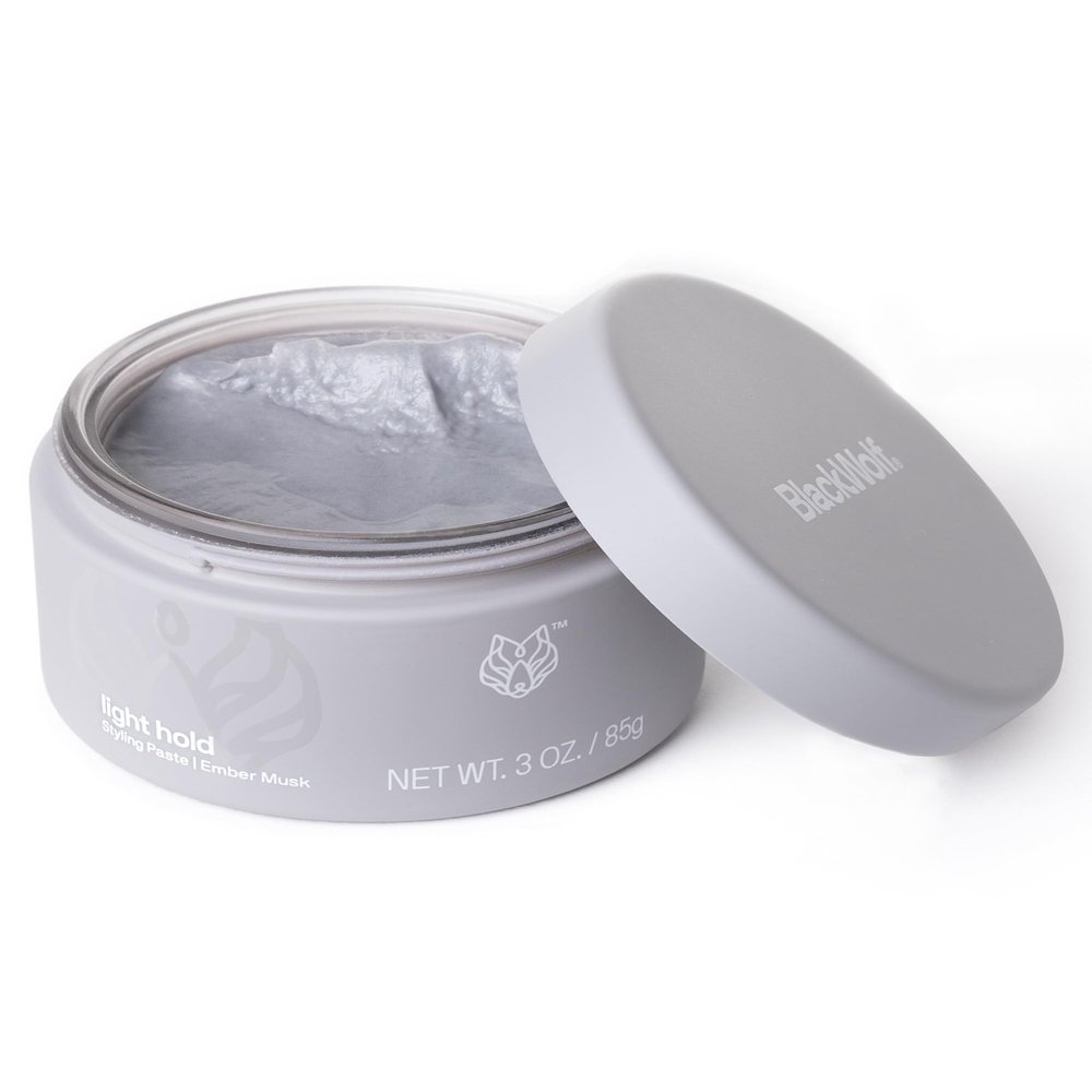 Black Wolf Hair Styling Paste for Men, Light Hold - Water Based Hair Styling Product for All Hair Styles & Types - Barber Grade Non-Greasy & Long Lasting Wax - Add Texture & Volume, 3 oz