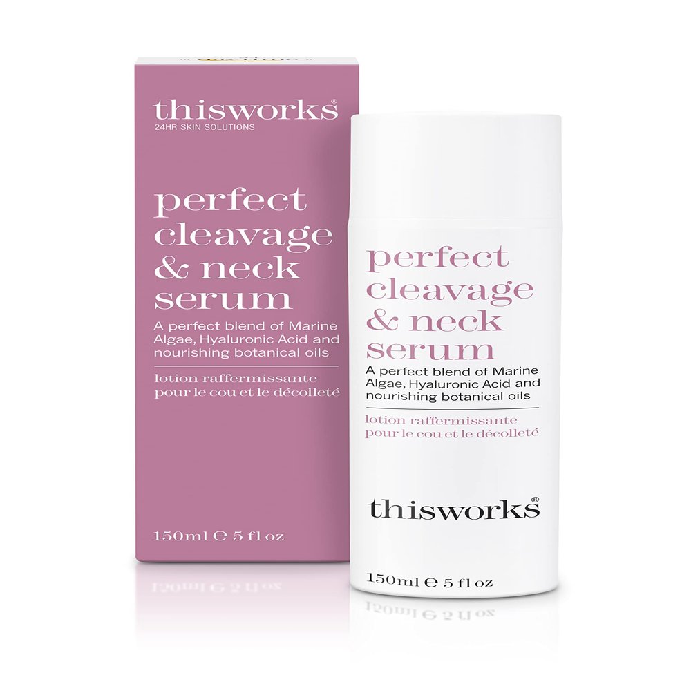 THISWORKS Perfect Cleavage & Neck Serum with Marine Algae & Hyaluronic Acid  Neck Cream Firms & Hydrates  5 fl oz