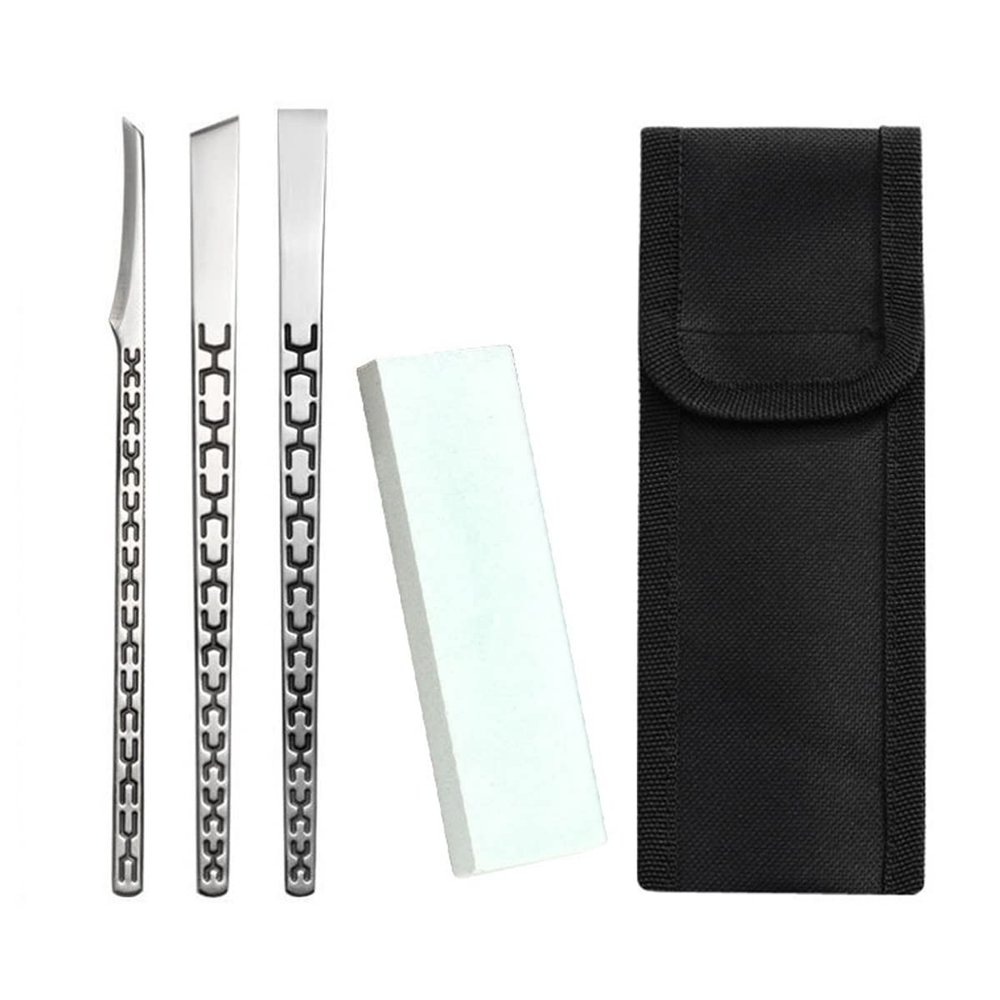 3PCS Stainless Steel Ingrown Toenail Pedicure Knife Set, Professional Pedicure Tool Peeling Knife for Nail Corn Callus(with Whetstone)