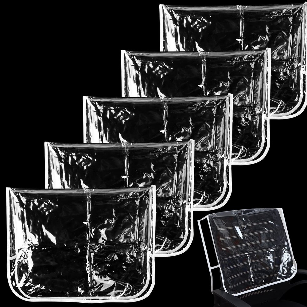 5 Pieces Chair Back Cover Salon Chair Cover Plastic Clear Round Chair Back Cover Prevents Damage to Spa/Salon Chair, Hairdressing Chair Back Covers Fits Most Standard Salon Chairs, Office Chairs