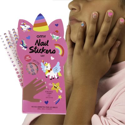 Omy Unicorn Nail Stickers for Kids - 200 Stickers, Waterproof, Durable, Fun, Creative Designs | Strong Enough to Last Through Hand Washing - Easy to Apply, Safe, Non-Toxic | Age 3 and Up