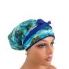 Bouffant Medical Scrub Cap - Hooked On Fish  Sea Turtles  Deep Aqua/Gold - Sweatband Ponytail Pouch Tie Back Hats Scrub Hats. Scrub Hat for Women & Men tie Back. Nurses Hats Ponytail Holder view 2