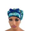 Bouffant Medical Scrub Cap - Hooked On Fish  Sea Turtles  Deep Aqua/Gold - Sweatband Ponytail Pouch Tie Back Hats Scrub Hats. Scrub Hat for Women & Men tie Back. Nurses Hats Ponytail Holder view 3