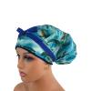 Bouffant Medical Scrub Cap - Hooked On Fish  Sea Turtles  Deep Aqua/Gold - Sweatband Ponytail Pouch Tie Back Hats Scrub Hats. Scrub Hat for Women & Men tie Back. Nurses Hats Ponytail Holder view 4