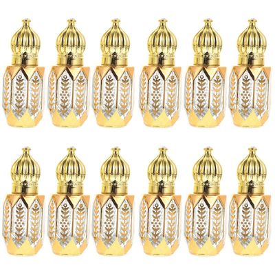 GLEAVI 12 pcs Essential Ml Mini Fragrance Exquisite Tiny Er Perfume Refillable Plastic Oil DIY Sub-ing Perfumes Balms On Golden Dispensing Gold Arabic Small for Container