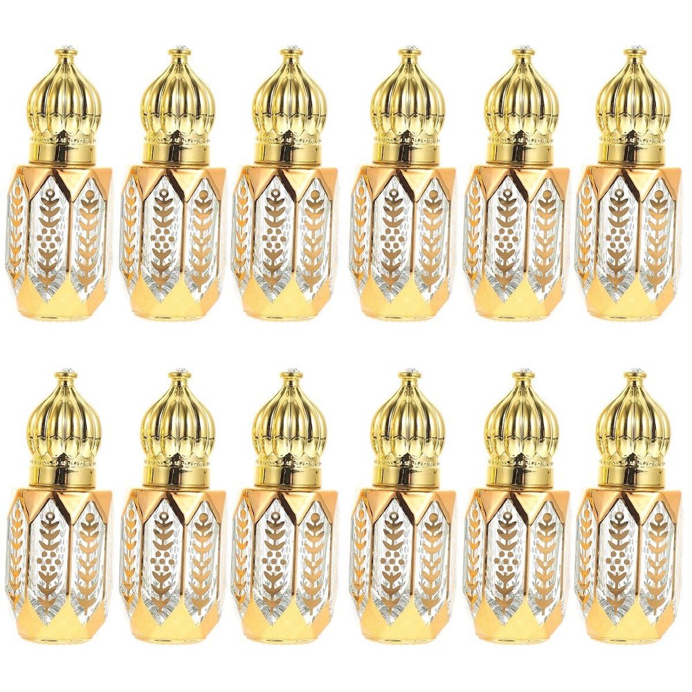 GLEAVI 12 pcs Essential Ml Mini Fragrance Exquisite Tiny Er Perfume Refillable Plastic Oil DIY Sub-ing Perfumes Balms On Golden Dispensing Gold Arabic Small for Container