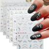 Zoance 20 Sheet 3D Nail Art Stickers, 3D Laser Silver/Rhinestones Design Luxury Self-Adhesive Nail Decals Customized Geometric&Stripe Line Nail Stickers for Women Gils Nail DIY Decoration Accessories view 1