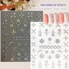 Zoance 20 Sheet 3D Nail Art Stickers, 3D Laser Silver/Rhinestones Design Luxury Self-Adhesive Nail Decals Customized Geometric&Stripe Line Nail Stickers for Women Gils Nail DIY Decoration Accessories view 4