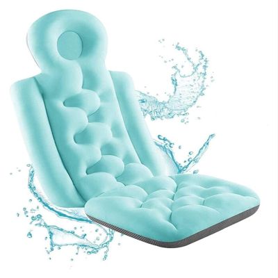 LIPPSY Full Body Bath Pillow, Non-Slip Thick Waterproof Bathroom Pillow Bath tub Accessory for Bathtub Full Body Mat Headrest Cushion (Color : Blue)