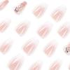 FRUJCDKI Medium Coffin Press On Nails, Pink Gradient Fake Nails, 3D Rhinestone Glitter Artificial False Nails With Double Side Adhesive Tabs for Women & Girls (24pcs) view 3