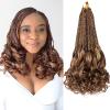 COOKOO 9 Pack 14 Inch French Curl Braids Crochet Hair Pre Looped French Curly Box Braids Hair Ombre Brown Loose Curly Synthetic Braiding Hair Extensions Goddess Box Braids for Black Women 27/33# view 1